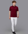 Sporto Men's Anti Wrinkle Popcorn Solid Red Wine Polo T-shirt