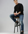 Sporto Men Slim fit Round Neck Full Sleeve T-Shirt - Black