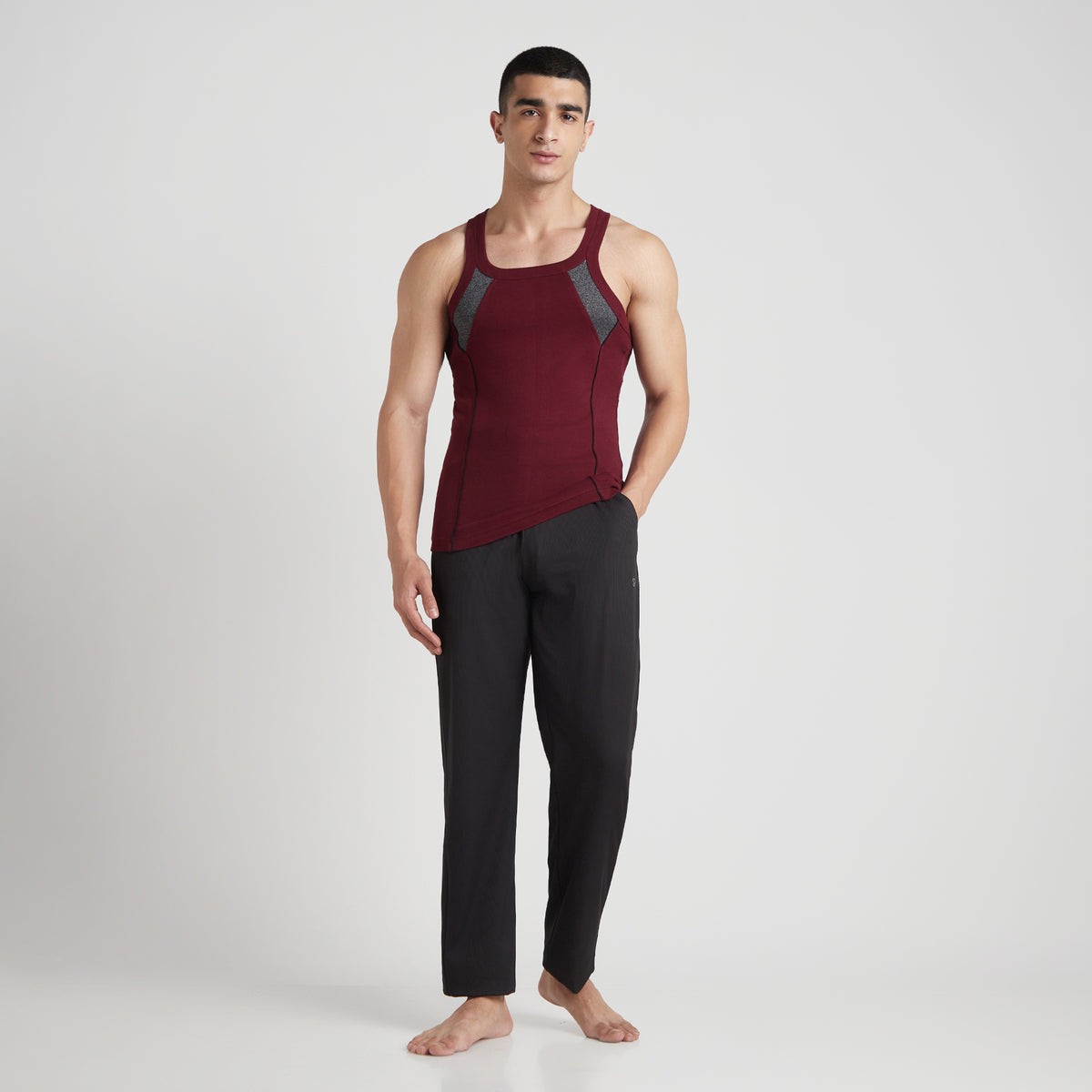 Sporto Men's  Cotton  Gym Vest with Side Contrast  Panel Multicolour Pack of 3
