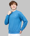 Sporto Men's Ribbed stripe Round Neck Blue Heaven Sweatshirt