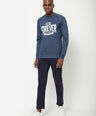 Sporto Crew Neck Printed Sweatshirt - Blue Melange