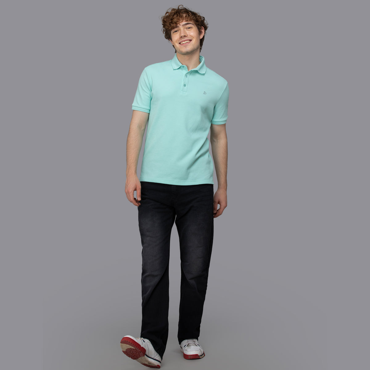Sporto Men's Anti Wrinkle Popcorn Solid Island Paradise Polo  T-shirt