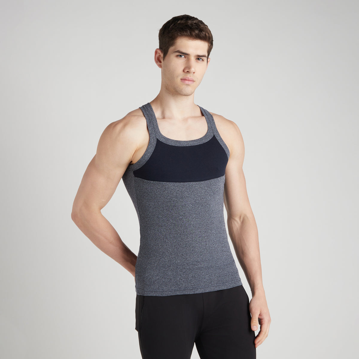 Sporto Men's  Cotton  Gym Vest with  Contrast  Panel Multicolour Pack of 2
