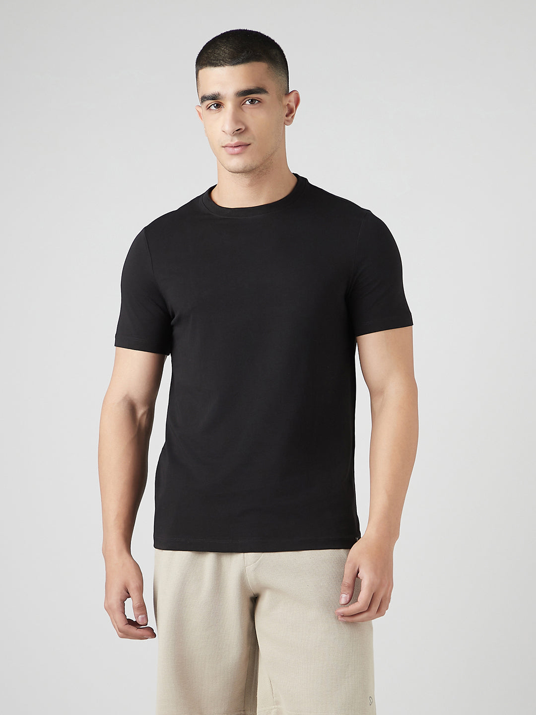 Sporto Men's Fluyid Cotton Round Neck T-shirt - Black