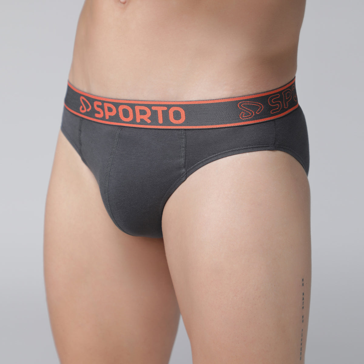 Sporto Men's Cotton Brief - Charcoal