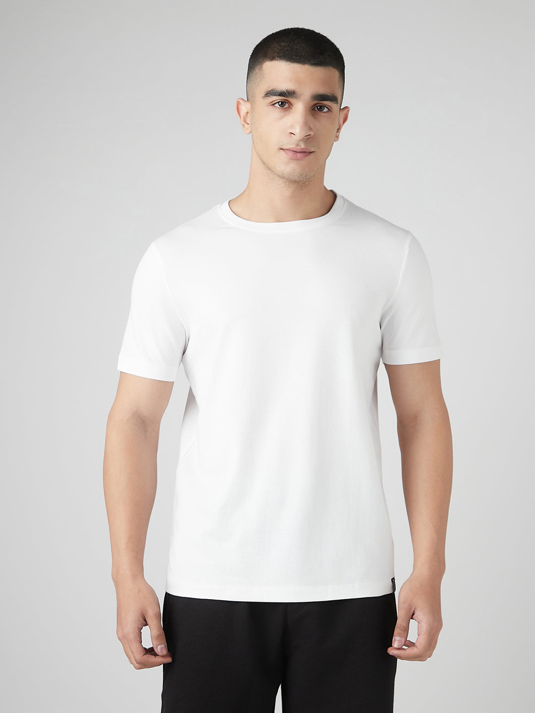 Sporto Men's Fluyid Cotton Round Neck T-shirt - White