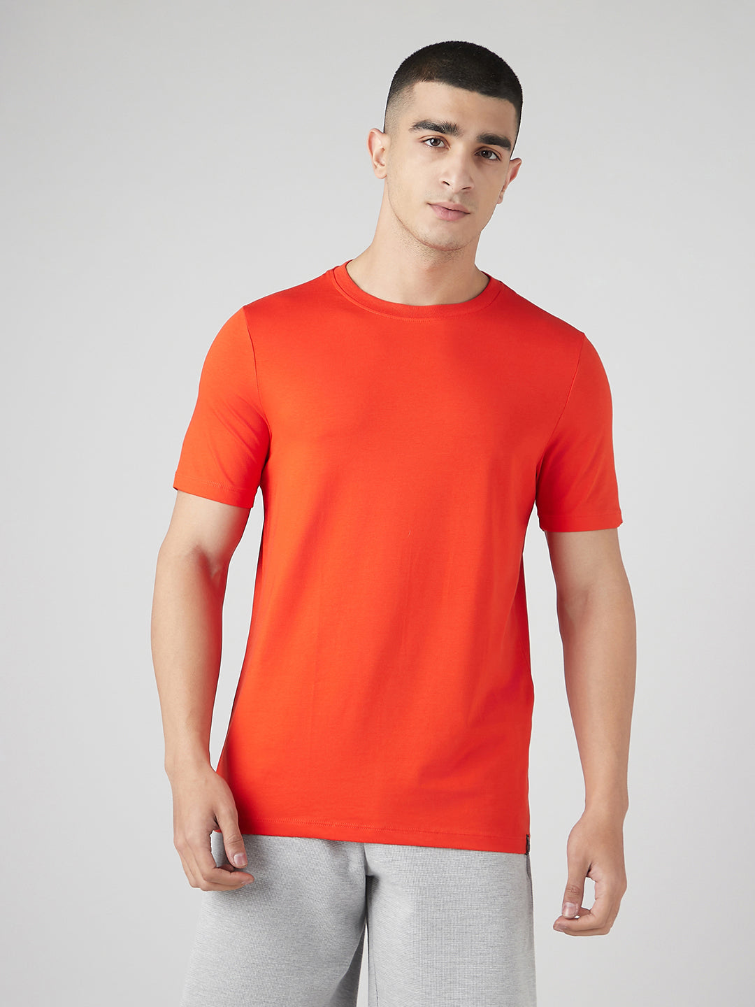 Sporto Men's Fluyid Cotton Round Neck T-shirt - Flame