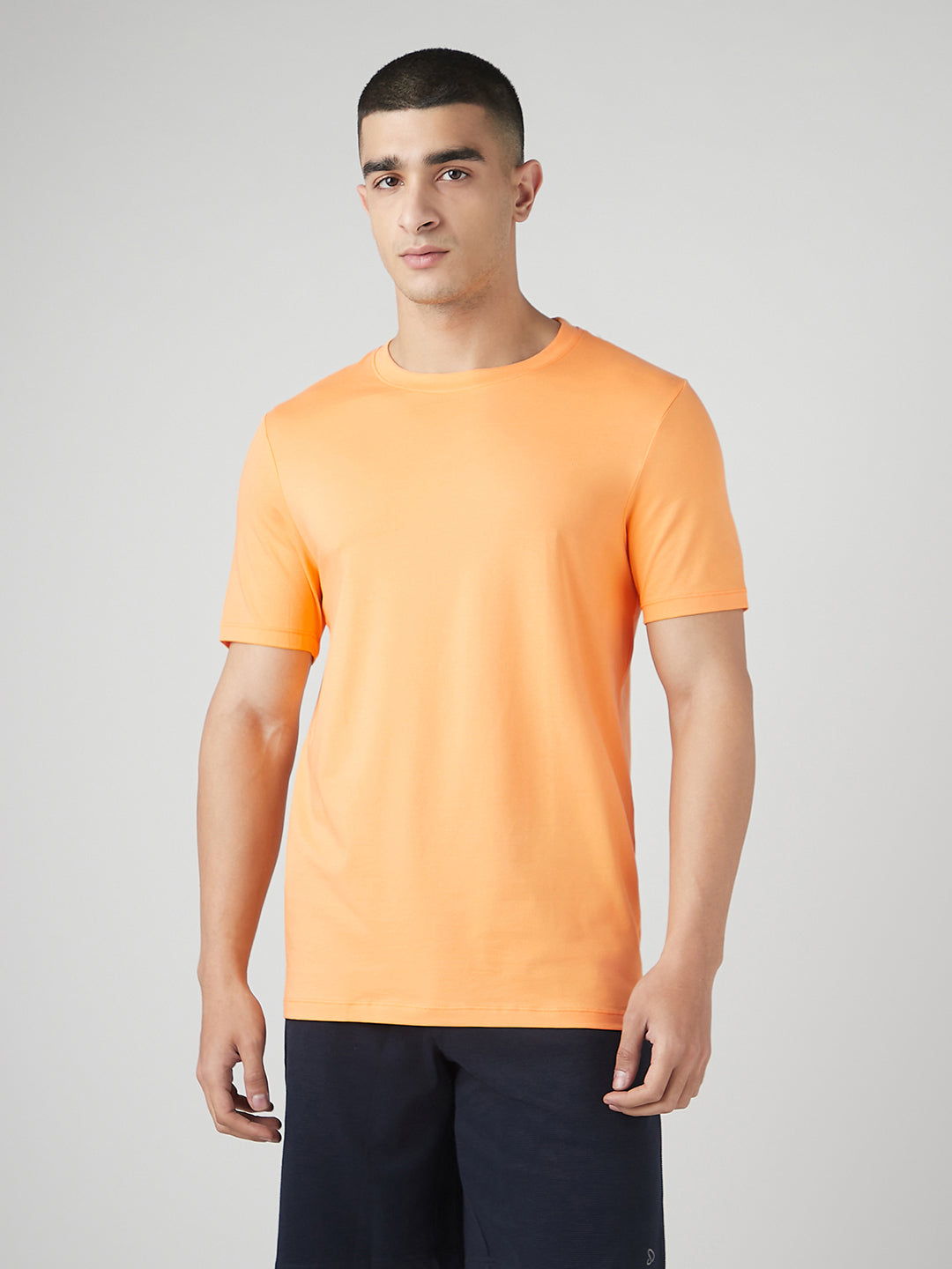 Sporto Men's Fluyid Cotton Round Neck T-shirt - Musk Melon
