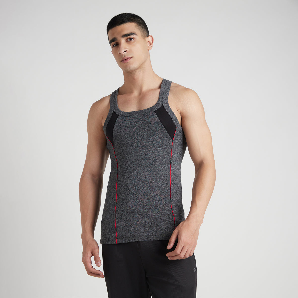 Sporto Men's  Cotton  Gym Vest with Side Contrast  Panel Multicolour Pack of 3