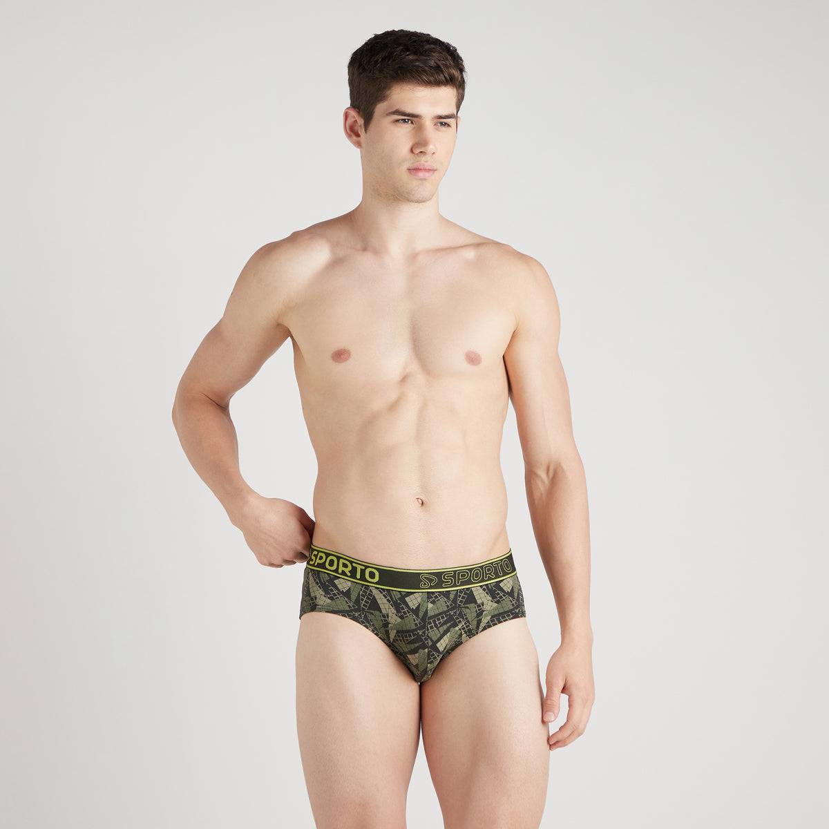 Sporto Men's Printed Spandex Brief Multicolour Pack of 3