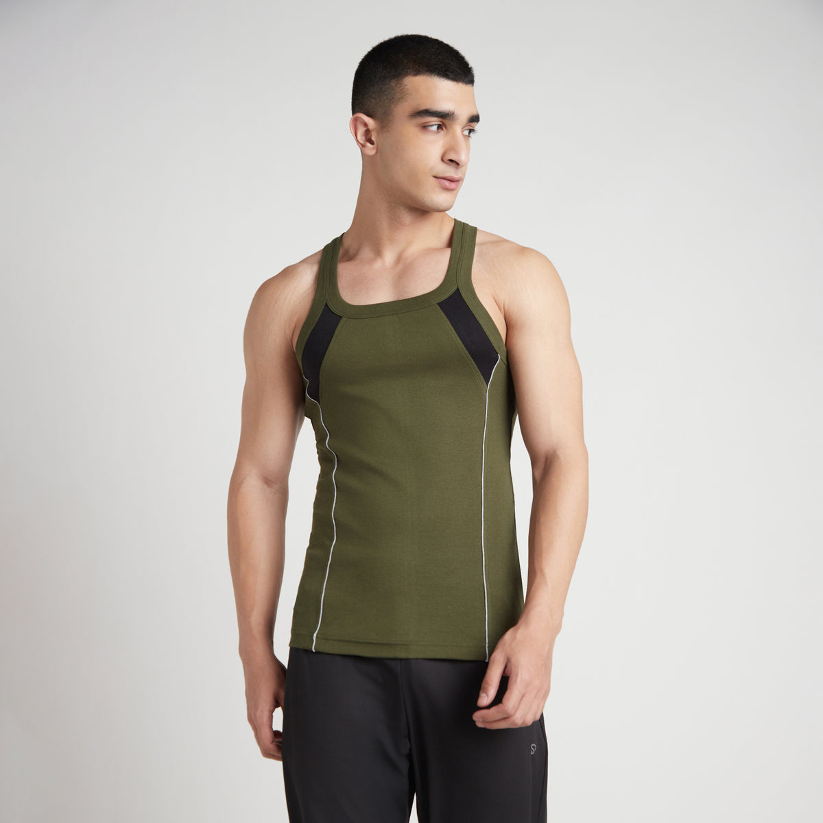 Sporto Men's  Cotton  Gym Vest with Side Contrast  Panel Multicolour Pack of 3