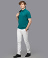 Sporto Men's Anti Wrinkle Popcorn Solid Teal Polo T-shirt