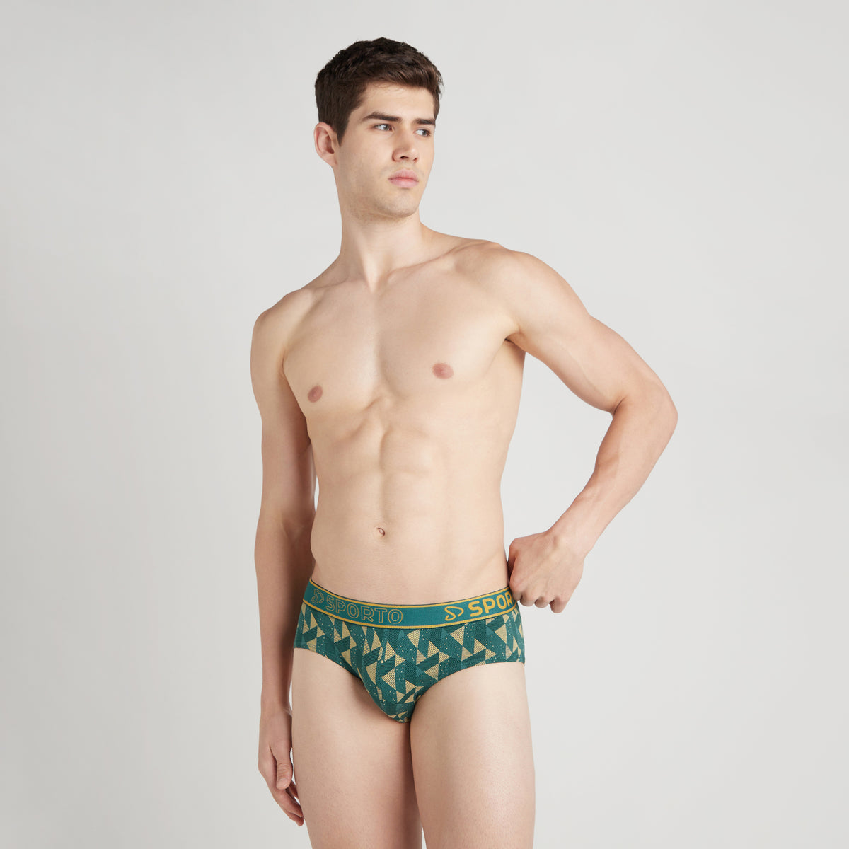 Sporto Men's Printed Spandex Brief Multicolour Pack of 3