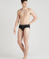 Sporto Metal Brief for Men | Cotton Spandex Mid-Rise Brief with Soft Shiny Waistband | Pack of 2 (Black & Navy)