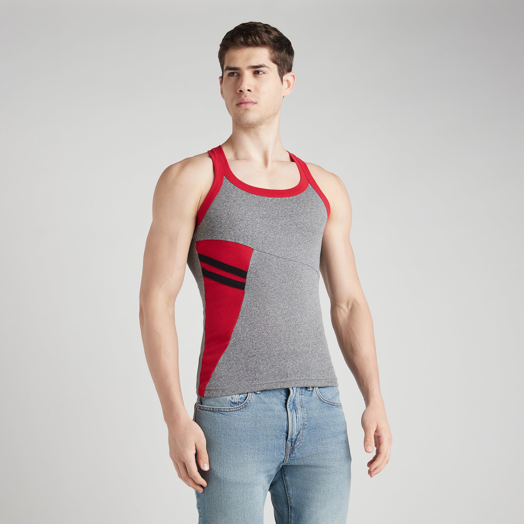 Men's Gym Vests with Side Contrast Panel