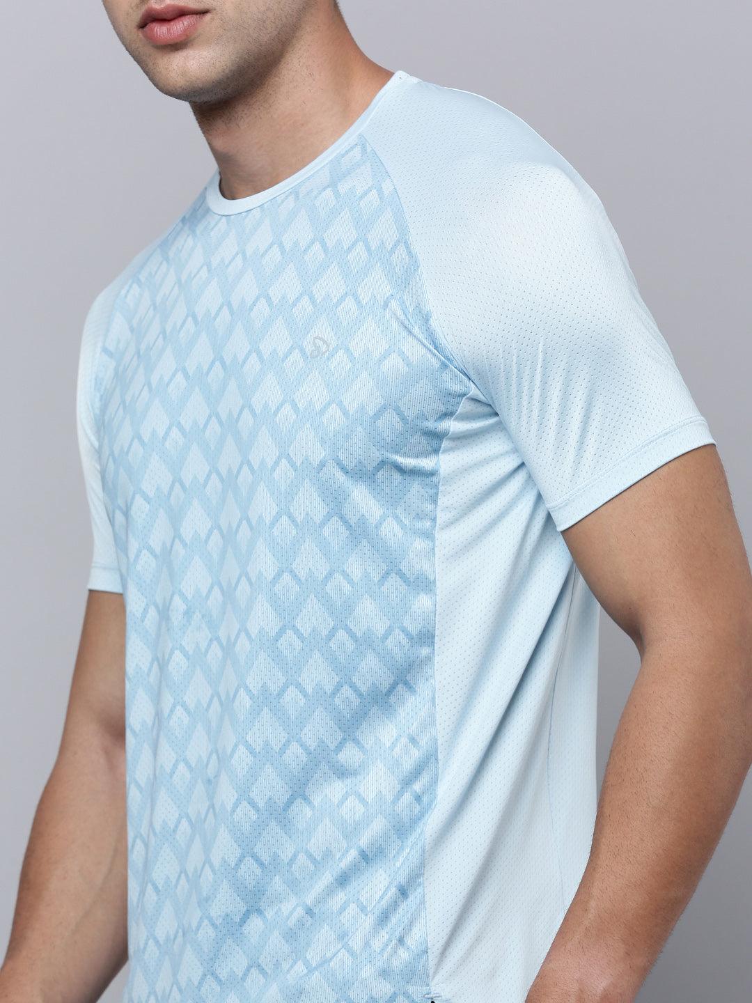 Sporto Men's Instacool Printed Jersey Tee - Light Blue