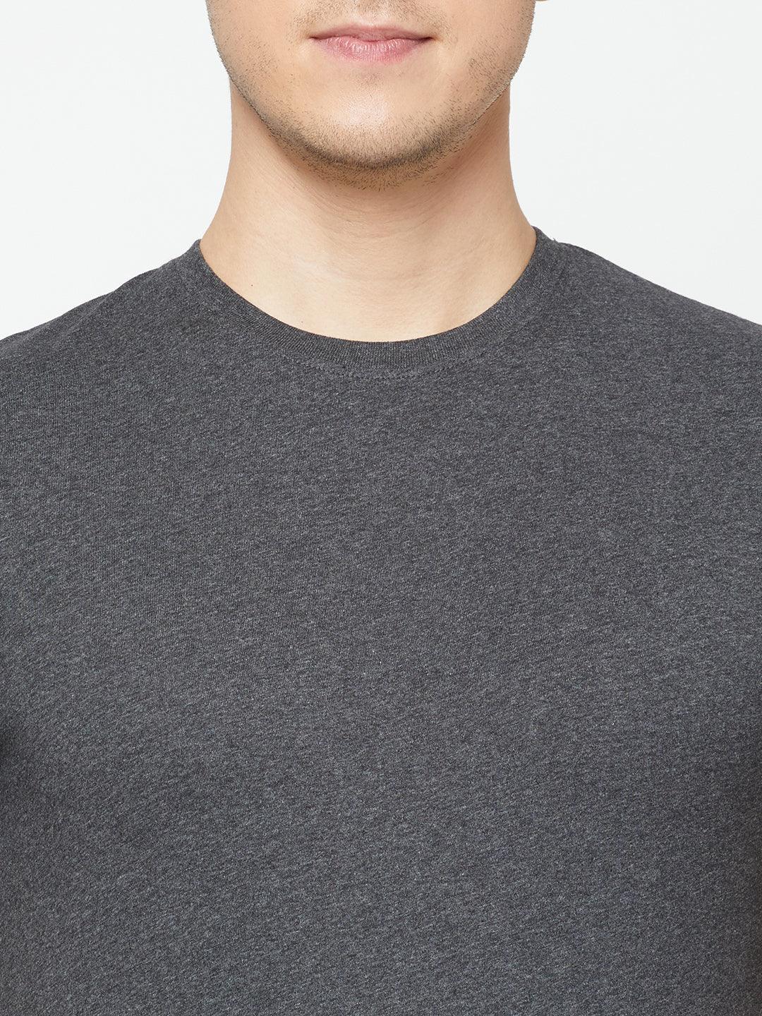 Sporto Men's Round Neck Cotton Tee Pack of - 3 (Grey + Anthra + Gray Flakes)