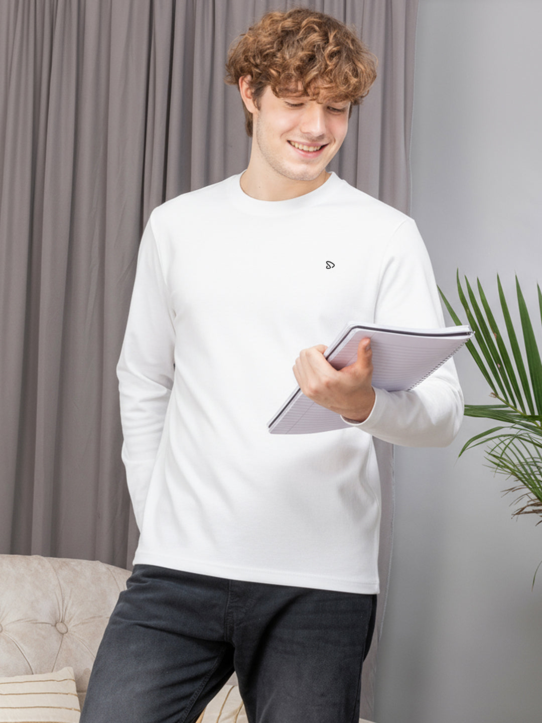 Sporto Men's Hexaknit Fullsleeve White T-shirts