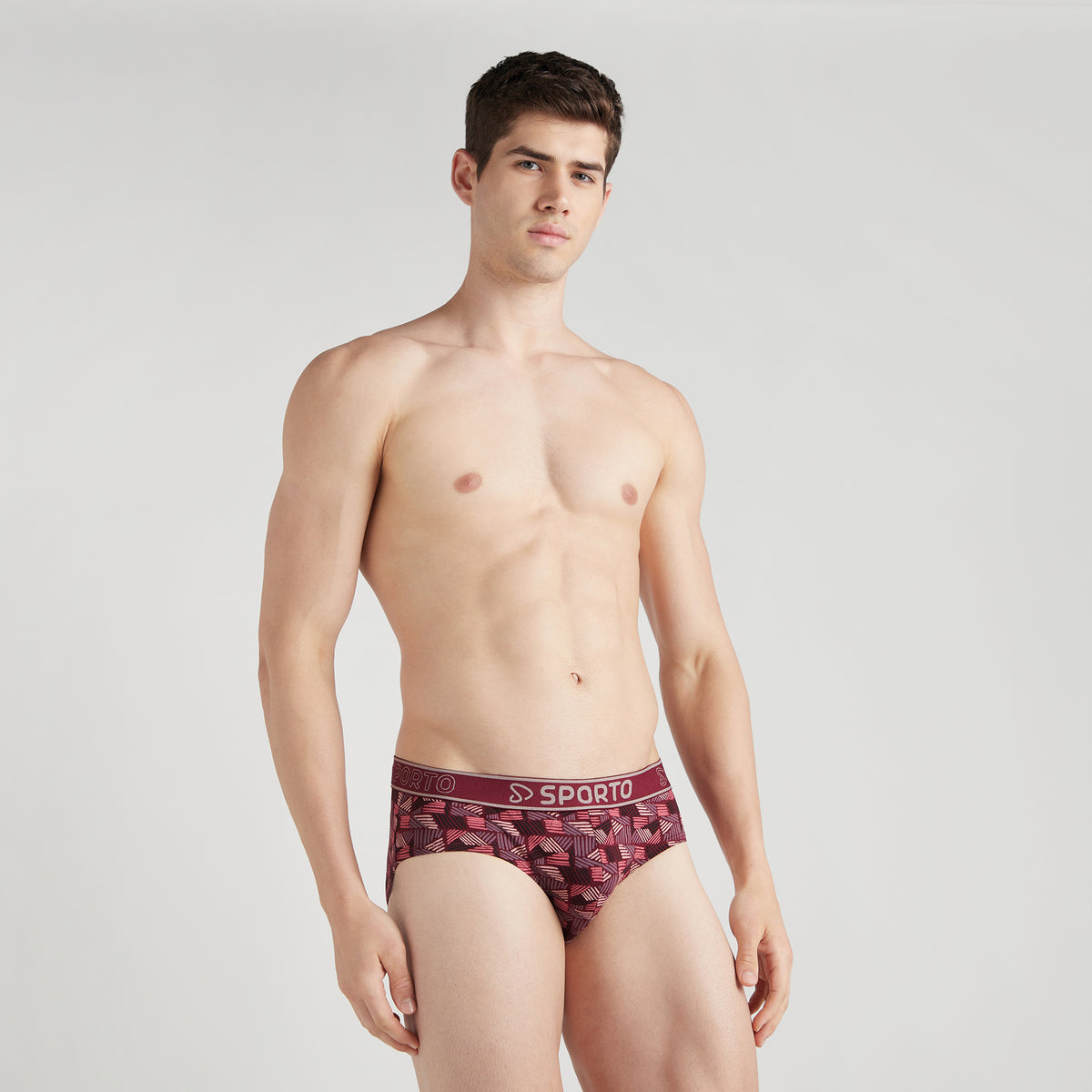 Sporto Men's Printed Spandex Brief Multicolour Pack of 3