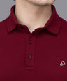 Sporto Men's Anti Wrinkle Popcorn Solid Red Wine Polo T-shirt