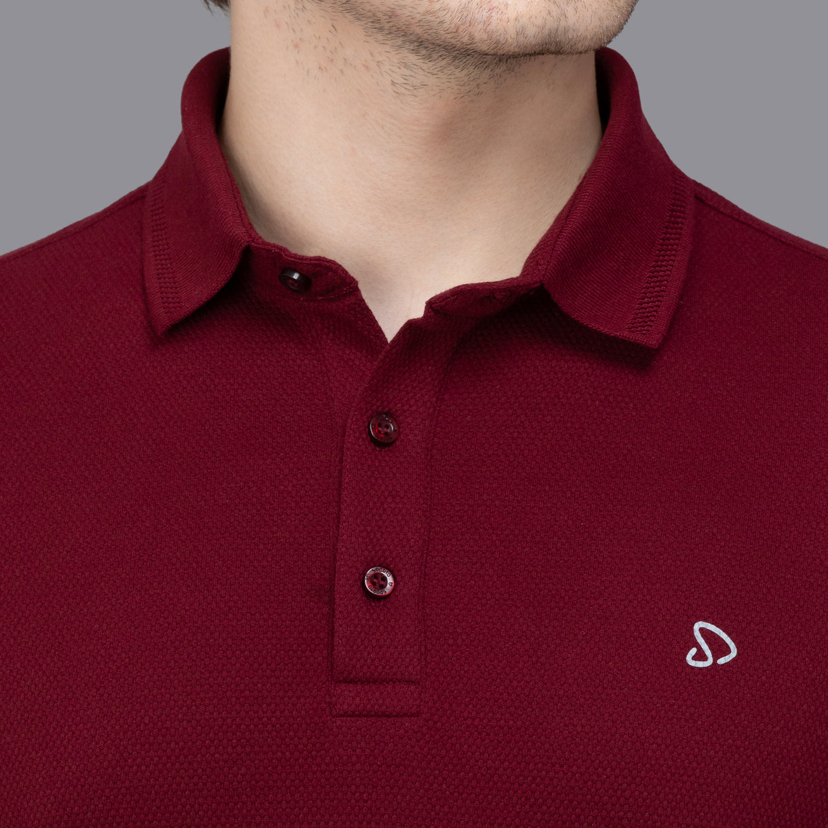 Sporto Men's Anti Wrinkle Popcorn Solid Red Wine Polo T-shirt