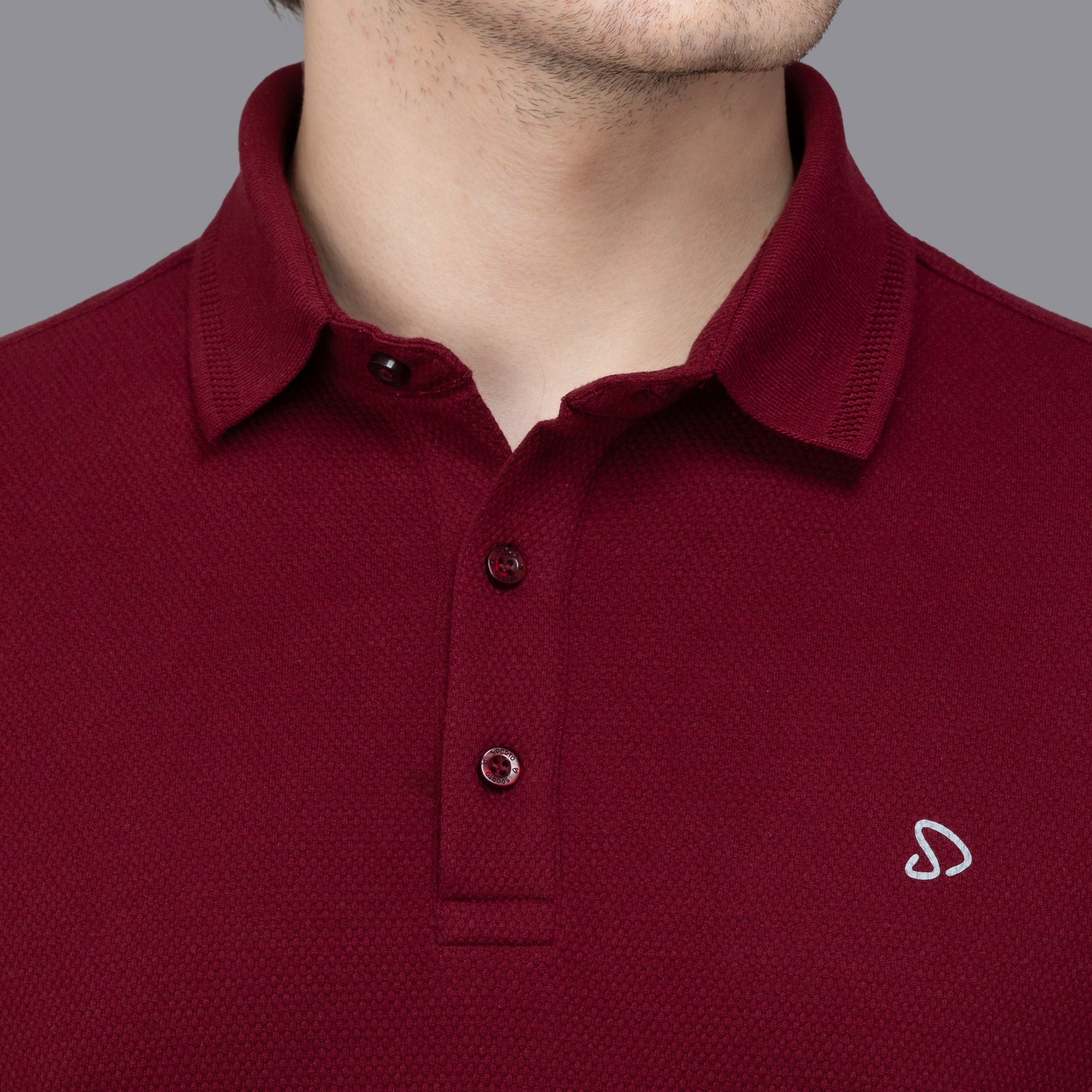 Sporto Men's Anti Wrinkle Popcorn Solid Red Wine Polo T-shirt