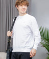 Sporto Men's Ribbed stripe Round Neck White Sweatshirt