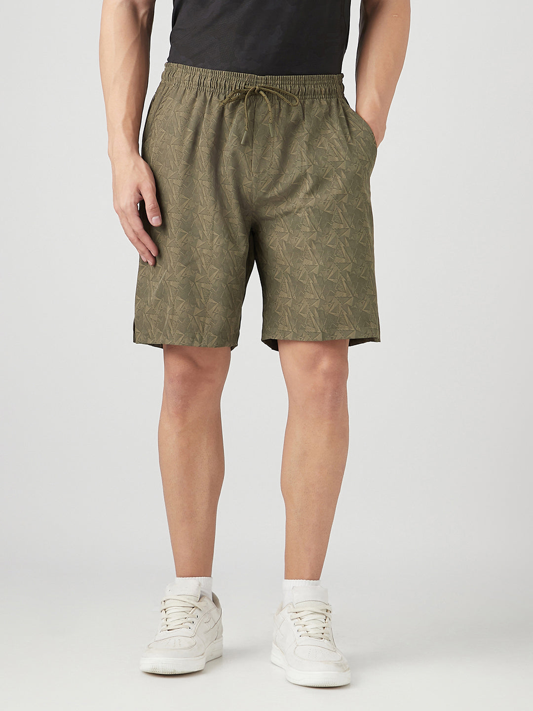 Sporto Men's Techno Printed Dry Fit Bermuda Short - Olive
