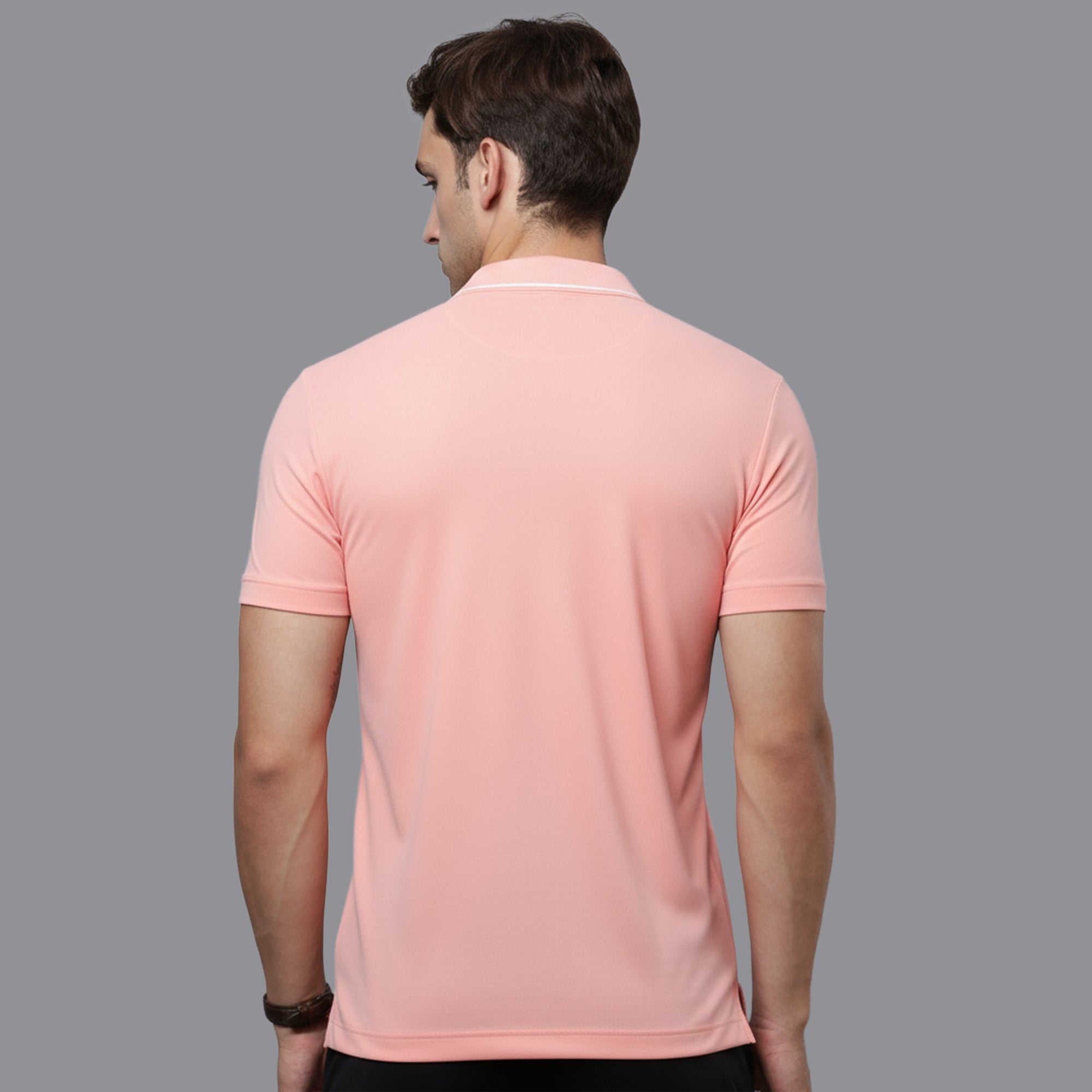 Sporto Men's Anti wrinkle and Light weight Solid  Pink Coral Polo T-shirt