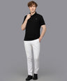 Sporto Men's Anti Wrinkle Popcorn Solid Polo Black T-shirt