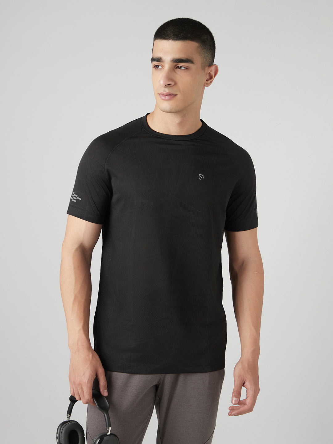 Instacool Printed Jersey Tee - Black