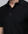 Sporto Men's Anti wrinkle and Light weight Solid  Black Polo T-shirt