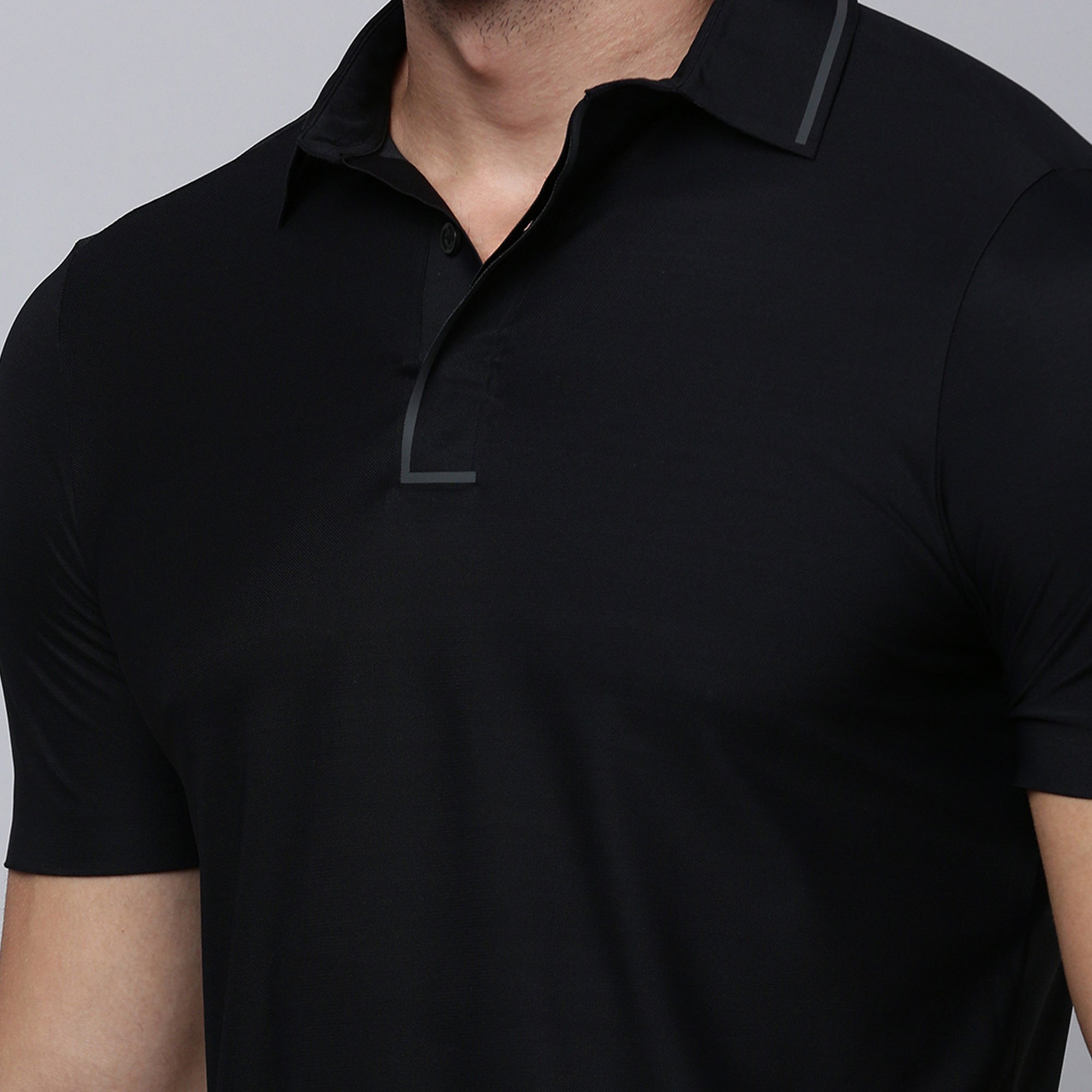 Sporto Men's Anti wrinkle and Light weight Solid  Black Polo T-shirt