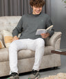 Sporto Men's Hexa-knit Round Neck Full Sleeve Charcoal Sweatshirt