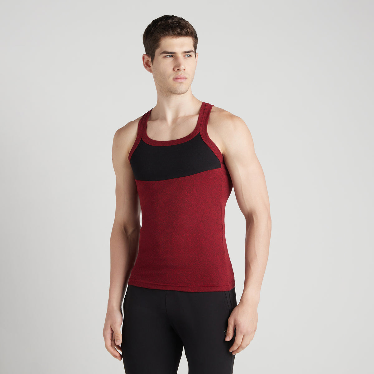 Sporto Men's  Cotton  Gym Vest with  Contrast  Panel Multicolour Pack of 3