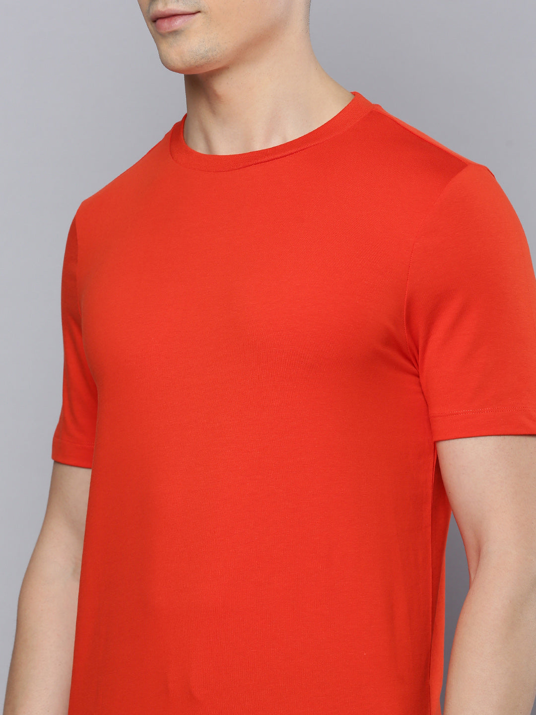 Sporto Men's Fluid Cotton Round Neck T-shirt - Flame