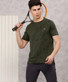 Instacool Printed Jersey Round Neck Tee - Olive