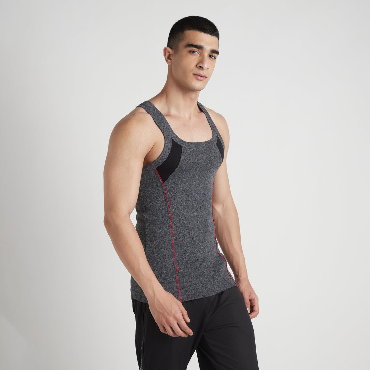 Sporto Men's  Cotton  Gym Vest with Side Contrast  Panel Multicolour Pack of 3