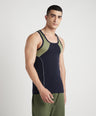 Sporto Men's  Cotton  Gym Vest with  Contrast  Panel Multicolour Pack of 3