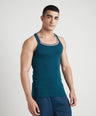 Sporto Men's  Cotton  Gym Vest with  Contrast  Panel Multicolour Pack of 2