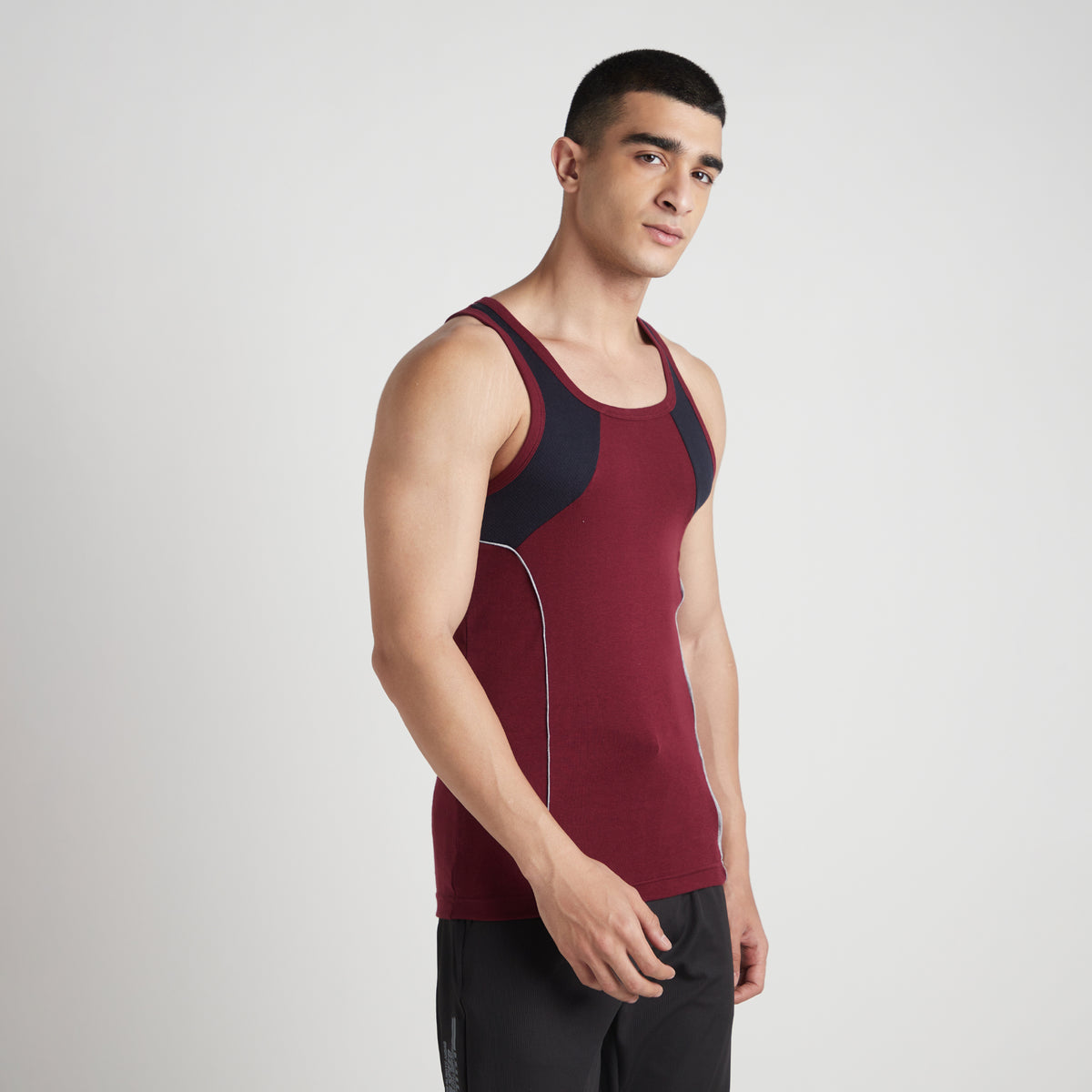 Sporto Men's  Cotton  Gym Vest with  Contrast  Panel Multicolour Pack of 3