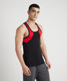 Sporto Men's  Cotton  Gym Vest with  Contrast  Panel Multicolour Pack of 3