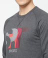 Sporto Crew Neck Printed Sweatshirt - Anthra Melange