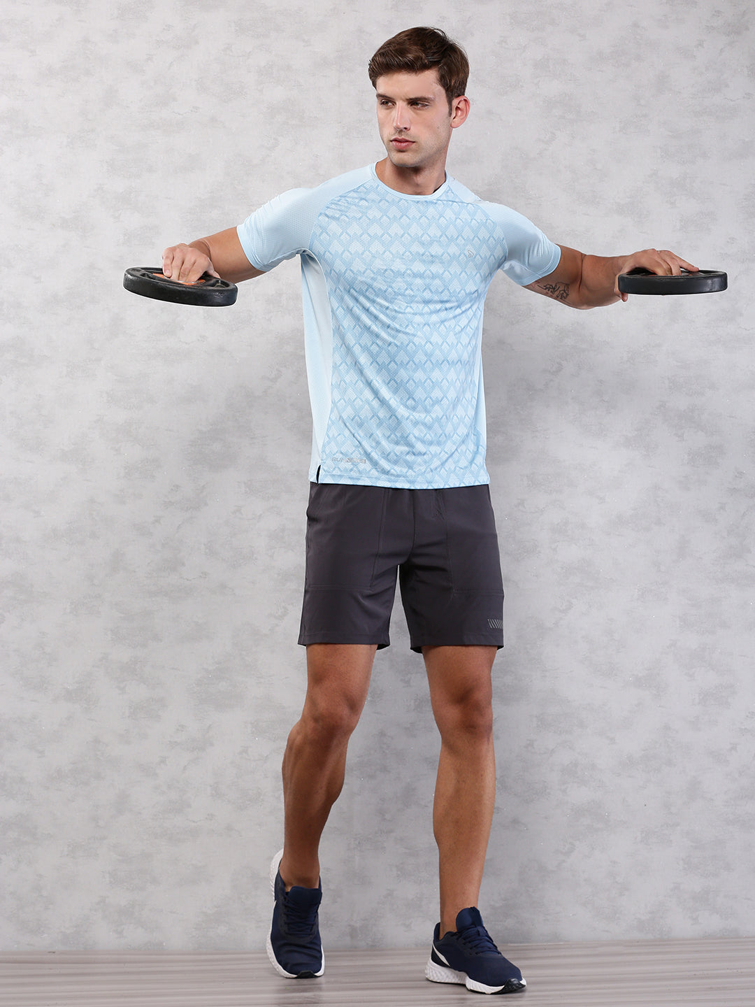 Instacool Printed Jersey Tee - Light Blue