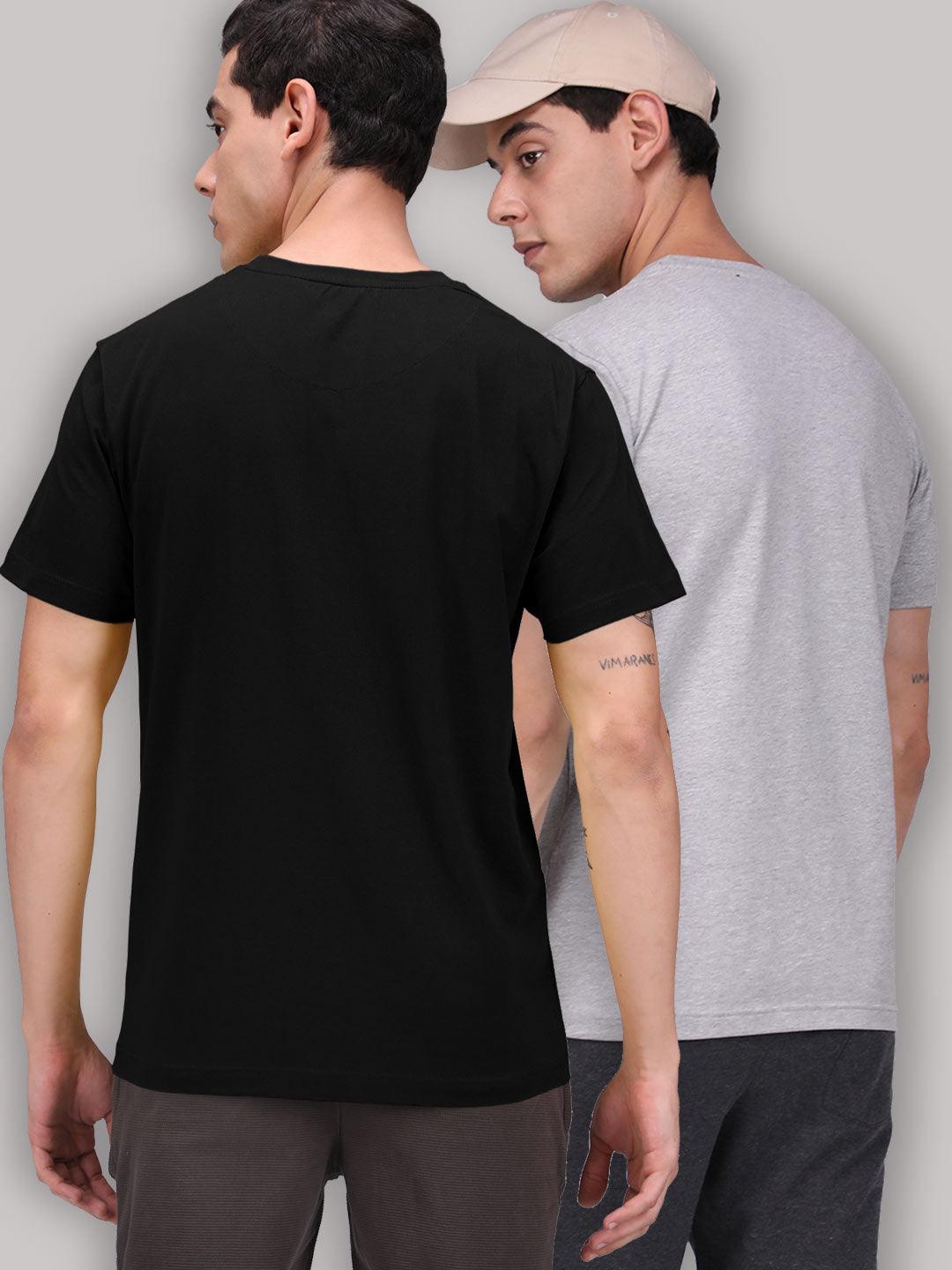 Round Neck Fluyid Cotton Rich, Solid Colour T-shirt Pack of 2