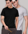 Round Neck Fluyid Cotton Rich, Solid Colour T-shirt Pack of 2