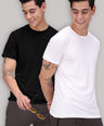 Round Neck Fluyid Cotton Rich, Solid Colour T-shirt Pack of 2