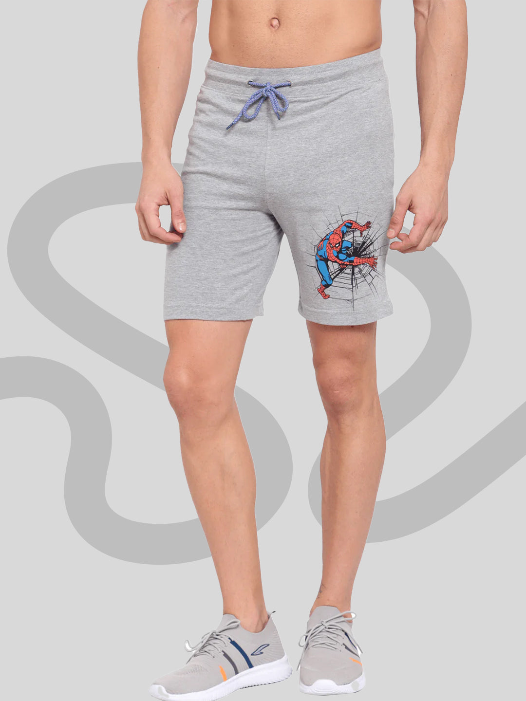 Sporto Men's Spiderman lounge Shorts - Grey Melange