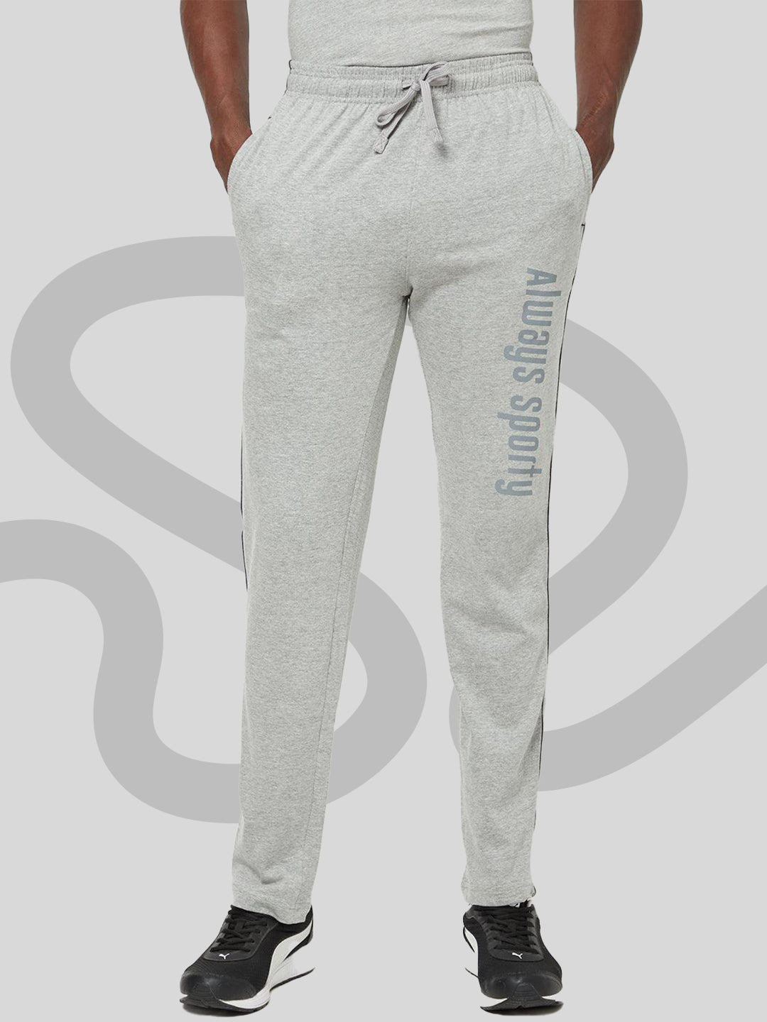 Sporto Men's Grey Melange Printed Track Pant