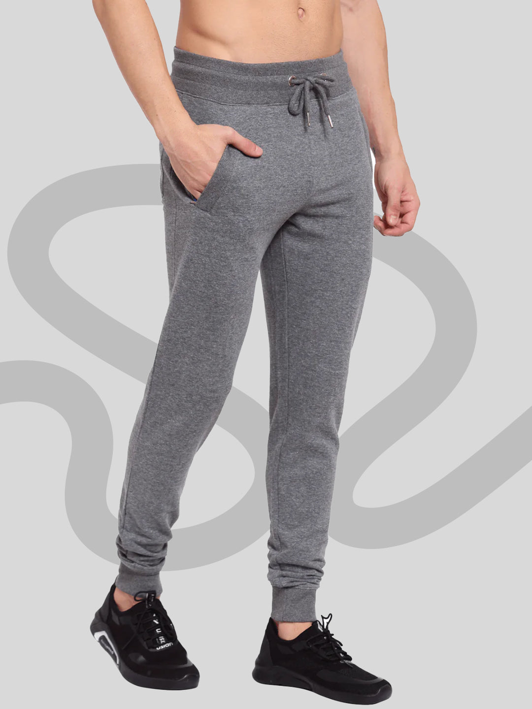 Sporto Anthra Melange Fleece Terry Joggers for Men
